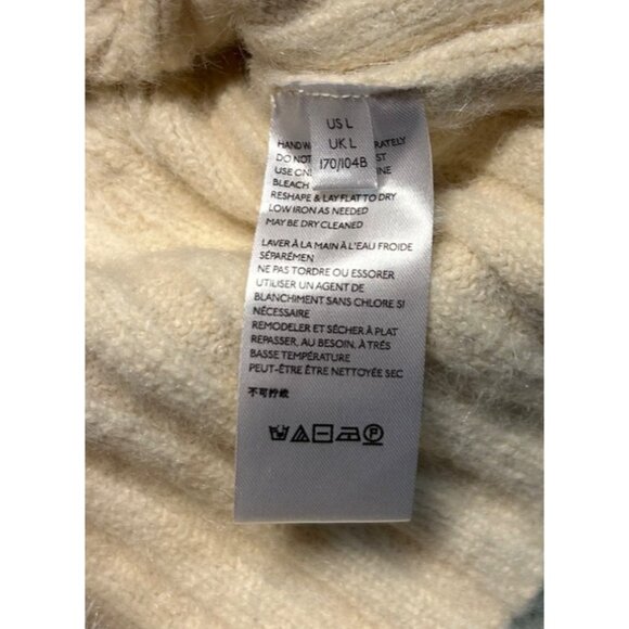 Anthropologie Sweater Margo Off the Shoulder Puff Sleeve Wool Blend Ivory Large - Picture 4 of 4